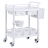 2 Tiers Lab Carts Mobile Medical Cart 2 Trays 2 Drawers 3 Trash Cans White, Trolley Storage Cart with PP Material, Lab Rolling Cart with 4 Silent Wheels for Lab, Clinic, Hospital, Salon, Office