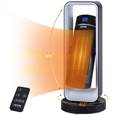 Electric Space Heater with Thermostat Remote Control, 1000W/1500W 2-Level Adjustable Quiet Ceramic Heater Fan, 20 in Tip-Over Shutdown Overheat Protection Small Heaters for Office Room Desk Indo
