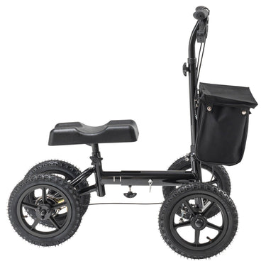Folding Knee Scooter, Aluminum Steerable Knee Walker with Height-Adjustable Handlebar & Knee Pad, 12" All-Terrain Wheels, Dual Brakes, Leg Recovery Scooter for Broken Ankle Foot Injuries, 350LBS