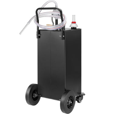 Fuel Caddy, 35 Gallon, Gas Storage Tank on 4 Wheels, with Manuel Transfer Pump, Gasoline Diesel Fuel Container for Cars, Lawn Mowers, ATVs, Boats, More, Black