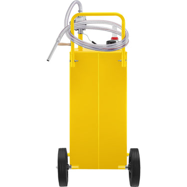 Fuel Caddy, 35 Gallon, Gas Storage Tank on 4 Wheels, with Manuel Transfer Pump, Gasoline Diesel Fuel Container for Cars, Lawn Mowers, ATVs, Boats, More, Yellow