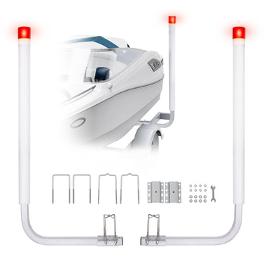 Marine Trailer Guide Set, 46' LED Illuminated Guide Poles, Pair of Steel, Corrosion-Resistant, with PVC Covering, Suitable for Ski, Fishing, and Sailboat Trailers 2024