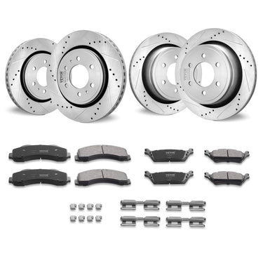 Drilled Slotted Front&Rear Brake Rotors Pads Kit for 2012-2020 Ford F-150