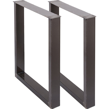 Set of 2 Steel Table Legs, 28''Height 23''Wide Dining Table Legs, Heavy Duty 3.1" Square Box Section Square Table Legs, 28x23x3.1 Inch Original Color Industrial Country Style Metal Dining Legs