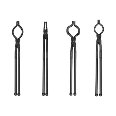 Blacksmith Tongs, 18' 4 PCS, V-Bit Bolt Tongs, Wolf Jaw Tongs, Z V-Bit Tongs and Gripping Tongs, Carbon Steel Forge Tongs with A3 Steel Rivets, for Beginner and Seasoned Blacksmiths, Bladesmiths