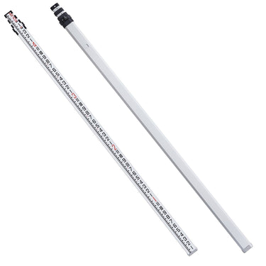Aluminum Grade Rod, 16-Feet/8ths 4 Sections Telescopic Measuring Rod,Double-Sided Scale 1/8in Leveling Rod Stick,Aluminum Alloy Survey Rod with Bubble Level &Carrying Bag for Houses,Walls,Floors