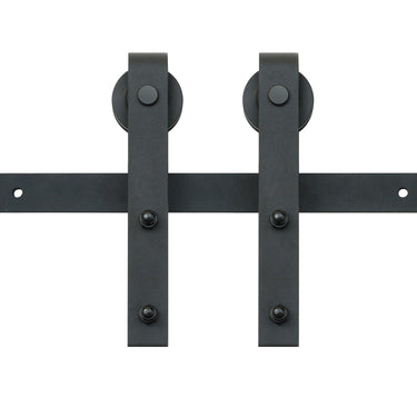 8FT Sliding Barn Door Hardware Kit, 330LBS Loading Heavy Duty Barn Door Track Kit for Single Door, Fit 3.7-4.3FT Wide and 1.3"-1.8" Thick Door Panel, with Smooth & Silent Pulley (J Shape)