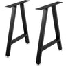 Metal Table Legs 28 x 17.7 inch A-Shaped Desk Legs Set of 2 Heavy Duty Bench Legs w/Polyurethane Coating, Furniture Legs w/ Floor Protectors, Wrought Iron Coffee Table Legs for Home DIY Black