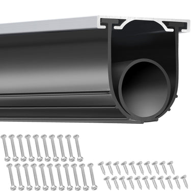 Garage Door Seals Bottom Rubber, U Shape +O Ring Combination Garage Door Weather Stripping with Pre-drilled Aluminum Track Retainer Kit, 5/16 inch T-ends and 3 3/4 inch Width (16 Ft, Black)