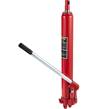 Hydraulic Long Ram Jack, 3 Tons/6600 lbs Capacity, with Single Piston Pump and Clevis Base, Manual Cherry Picker w/Handle, for Garage/Shop Cranes, Engine Lift Hoist, Red