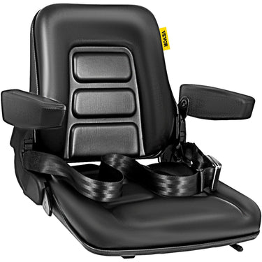 Universal Fold Down Forklift Seat with Retractable Safety Belt, Armrest,Adjustable Seat for Excavator, Forklift, Tractor, Skid Loader, Backhoe Dozer Telehandler