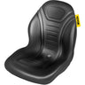 Universal Lawn Tractor Seat Replacement, Compact High Back Mower Seat, Black Vinyl Forklift Seat, Central Drain Hole Skid Steer Seat with Mounting Bolt Patterns of 8\" x 11.5\" & 11.25\" x 11.5\