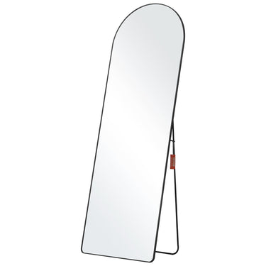 Arched Full Length Mirror, 65'' x 22'', Large Free Standing Leaning Hanging Wall Mounted Floor Mirror with Stand Aluminum Alloy Frame, Full Body Dressing Mirror for Living Room Bedroom, Black