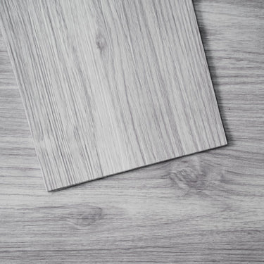 Self Adhesive Vinyl Floor Tiles 36 x 6 inch, 20 Tiles 0.62mm Thick Peel & Stick, Light Gray Wood Grain DIY Flooring for Kitchen, Dining Room, Bedrooms & Bathrooms, Easy for Home Decor