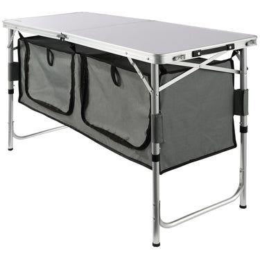 Camping Kitchen Table, Quick set-up Folding Camping Table, 3 Adjustable Heights, MDF Camping Table, Ideal for Outdoor Picnics, BBQs, Camping, RV Traveling