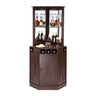 Corner Industrial Bar Cabinet, Wine Table for Liquor & Glasses, Sideboard Buffet Cabinet with Glass Holder, Freestanding Farmhouse Wood Coffee Bar Cabinet for Living Room, Home Bar, Black Walnut