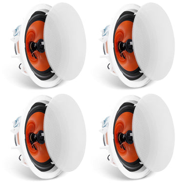 4 PCs 8 Inch in Ceiling Speakers, 100-Watts, Flush Mount Ceiling & in-Wall Speakers System with 8ΩImpedance 89dB Sensitivity, for Home Kitchen Living Room Bedroom or Covered Outdoor Porches