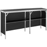 Extra Long Folding Portable Bar Table - Tradeshow Podium Table for Indoor, Outdoor, Party, Picnic, Exhibition, Includes Carrying Case, Storage Shelf and Black Skirt, 77.95" x 15.16" x 34.65"