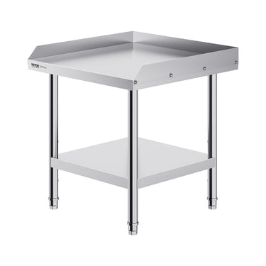 Stainless Steel Work Table, 24 x 24 x 26 Inch Commercial Food Prep Worktable, 3-Sided Backsplash Heavy Duty Prep Worktable, Metal Work Table with Adjustable Height for Restaurant Home Hotel