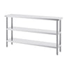Stainless Steel Food Prep Table, 14 x 60 x 34 Inch Commercial Kitchen Worktable, with 2 Adjustable Undershelf, Heavy Duty Prep Table Metal Work Table for BBQ, Kitchen, Home, and Garage