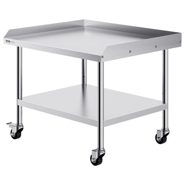 Stainless Steel Work Table, 30 x 36 x 30 Inch Commercial Food Prep Worktable with 4 Wheels, Casters, 3-Sided Backsplash Heavy Duty Prep Worktable, Metal Work Table for Restaurant Home Hotel