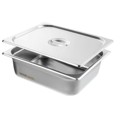 8 Pack Hotel Pans, 1/2 Size Anti-Jam Steam Pan with Lid, 0.8mm Thick Stainless Steel Steam Table Pan, 4-Inch Deep Commercial Table Pan, Catering Storage Food Pan, for Industrial & Scientific