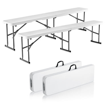 6FT Plastic Folding Bench Portable Outdoor Bench for Picnic Camping 2 Pack