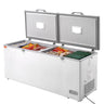 Chest Freezer, 19.8 Cu.ft / 561 L Large Deep Freezer with Split Top Double Locking Lids, Freestanding Commercial Chest Freezer & 4 Removable Baskets, 7-Level Adjustable Temp, LED Light, 6 Wheels