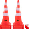 Safety Cones, 6 x 36" Traffic Cones, PVC Orange Construction Cones, Reflective Collars Traffic Cones with Weighted Base Used for Traffic Control, Driveway Road Parking and School Improvement