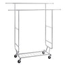 Heavy Duty Clothes Rack, Double Hanging Rod Clothing Garment Rack for Hanging Clothes, Adjustable Height and Extendable Length Clothing Rack with Bottom Storage Area, 600 lbs Load Capacity