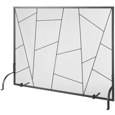 Fireplace Screen Single Panel, Sturdy Iron Mesh Fireplace Screen, 35.6"(L) x28.4"(H) Spark Guard Cover, Simple Installation, Free Standing Fire Fence Grate for Living Room Home Decor Modern
