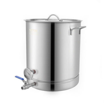 Stainless Steel Kettle, 16 GALLON Brewing Pot, Tri Ply Bottom for Beer, Brew Kettle Pot, Home Brewing Supplies Includes Lid, Handle, Thermometer, Ball Valve Spigot, Filter, Filter Tray