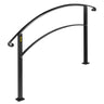 Handrails for Outdoor Steps, Fit 1 or 3 Steps Outdoor Stair Railing, Black Wrought Iron Handrail, Flexible Front Porch Hand Rail, Transitional Handrails for Concrete Steps or Wooden Stairs