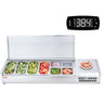Refrigerated Condiment Prep Station, 150 W Countertop Refrigerated Condiment Station, with 4 1/3 Pans & 4 1/6 Pans, 304 Stainless Body and PC Lid, Sandwich Prep Table with Stainless Guard, ETL
