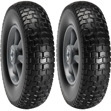 Solid PU Run-Flat Tire Wheel, 10", 2-Pack, 180 lbs Dynamic Load, 220 lbs Static Load, Flat Free Tubeless Tires and Wheels for Hand Truck, Utility Cart, Dollies, Garden Trailers, Various Carts