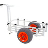 Beach Fishing Cart, 350 lbs Load Capacity, Fish and Marine Cart with Two 16" Big Wheels PU Balloon Tires for Sand, Heavy-Duty Aluminum Pier Wagon Trolley with 8 Rod Holders for Fishing, Picnic
