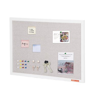 30"x20" White Cork Board with Linen Surface – Stylish Wall-Mounted Bulletin Board for Home, School, Office – Elegant & Functional Noticeboard