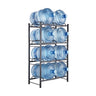 4 Tiers Water Jug Holder Double Row Water Bottle Rack for 8 Bottles Black