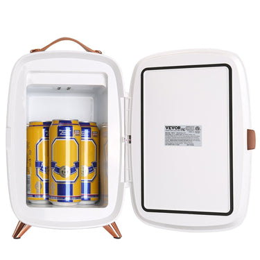Mini Fridge for Bedroom, 6L Luxury Skin Care Fridges with Mirror and LED Light, AC/DC Cosmetic Fridge for Office Dorm Car, Small Makeup Refrigerator for Beauty Face Mask Beverage Chill, White