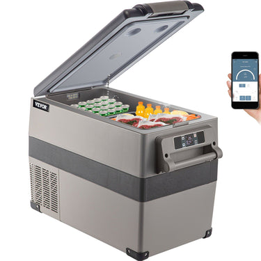 12 Volt Refrigerator 45L(48qt) Fast Cooling Portable Freezer with App Control(-4°F~68°F) Car Fridge with 12/24v DC & 110-240v AC for Travel, Camping and Home Use, 48 Quart, Black