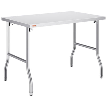 48 x 30 Inch Folding Commercial Prep Table Commercial Worktable Workstation, Heavy-Duty Stainless Steel Folding Table with 220 lbs Load, Silver Stainless Steel Kitchen Island, Kitchen Work Table