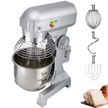 Commercial Food Mixer 30Qt 1100W 3 Speeds Adjustable 105/180/408 RPM Heavy Duty 110V with Stainless Steel Bowl Dough Hooks Whisk Beater for Schools Bakeries Restaurants Pizzerias