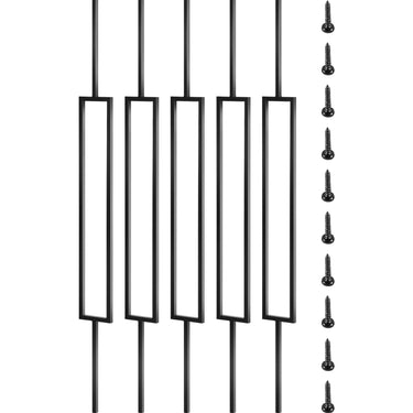 Deck Balusters, 10 Pack Metal Deck Spindles, 44"x0.5" Staircase Baluster with Screws, Iron Deck Railing for Wood and Composite Deck, Stylish Black Baluster for Outdoor Stair Deck Porch