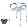 Commode Chair, Bedside Commode with Padded Seat and Arms, 7-Level Adjustable Height, 5.8L Removable Bucket, Easy to Assemble, 350 LBS Capacity, Raised Toilet Seat for Adults Seniors