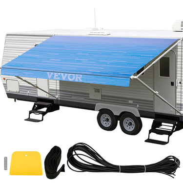 RV Awning 20' Camper Awning Fabric, Trailer Awning Canopy Patio Camping Car Awning, Vinyl Roller Tube for RV, Van, SUV, Awning Replacement Ocean Blue Fade