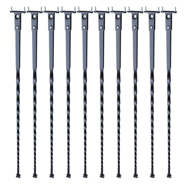 Staircase Metal Balusters, 44'' x 1/2" Galvanized Steel Decorative Banister Spindles, 10 Pack Deck Baluster with Hollow Twists, Satin Black Spiral Stair Railing with Shoes & Screws