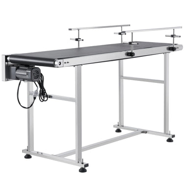 Belt Conveyor, 59 x 15.7 inch Conveyor Table, Heavy Duty Stainless Steel Motorized Belt Conveyor for Inkjet Coding Applications Powered PVC Belt Anti-Static Adjustable Speed (Double Guardrail)