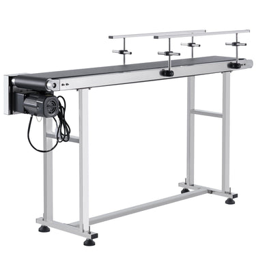 Belt Conveyor, 59 x 7.8 inch Conveyor Table, Heavy Duty Stainless Steel Motorized Belt Conveyor for Inkjet Coding Applications Powered PVC Belt Anti-Static Adjustable Speed (Double Guardrail)