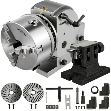 Dividing Head BS-1 Dividing Head Set 6" 3-jaw Chuck Semi Universal Milling Set with 6" Chuck+Tailstock+Dividing Plates for Milling Grinding Drilling Machine