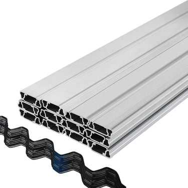 Spring Wire and Lock Channel, 6.56ft Spring Lock & U-Channel Bundle for Greenhouse, 50 Packs PE Coated Spring Wire & Aluminum Alloy Channel, Plastic Poly Film or Shade Cloth Attachment w/Screws